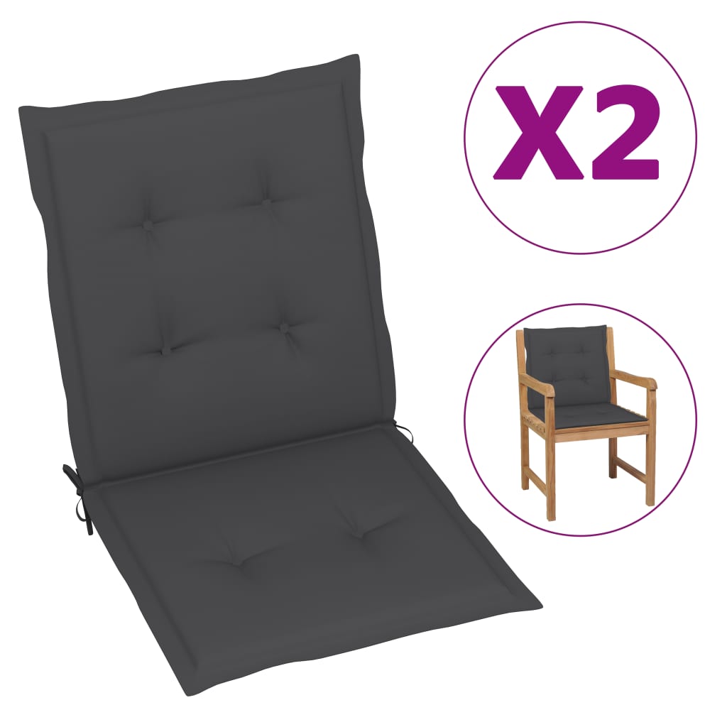

Подушки для садових стільців Shumee 2 шт. Антрацит 100x50x3 см. 47548