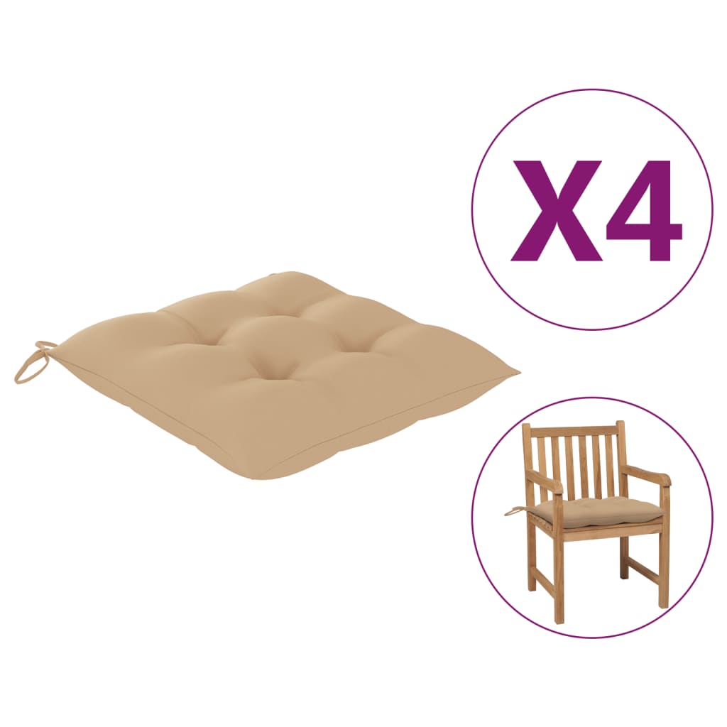 

Подушки на стільці Shumee 4 шт. бежевий колір 50x50x7 см тканина 314906