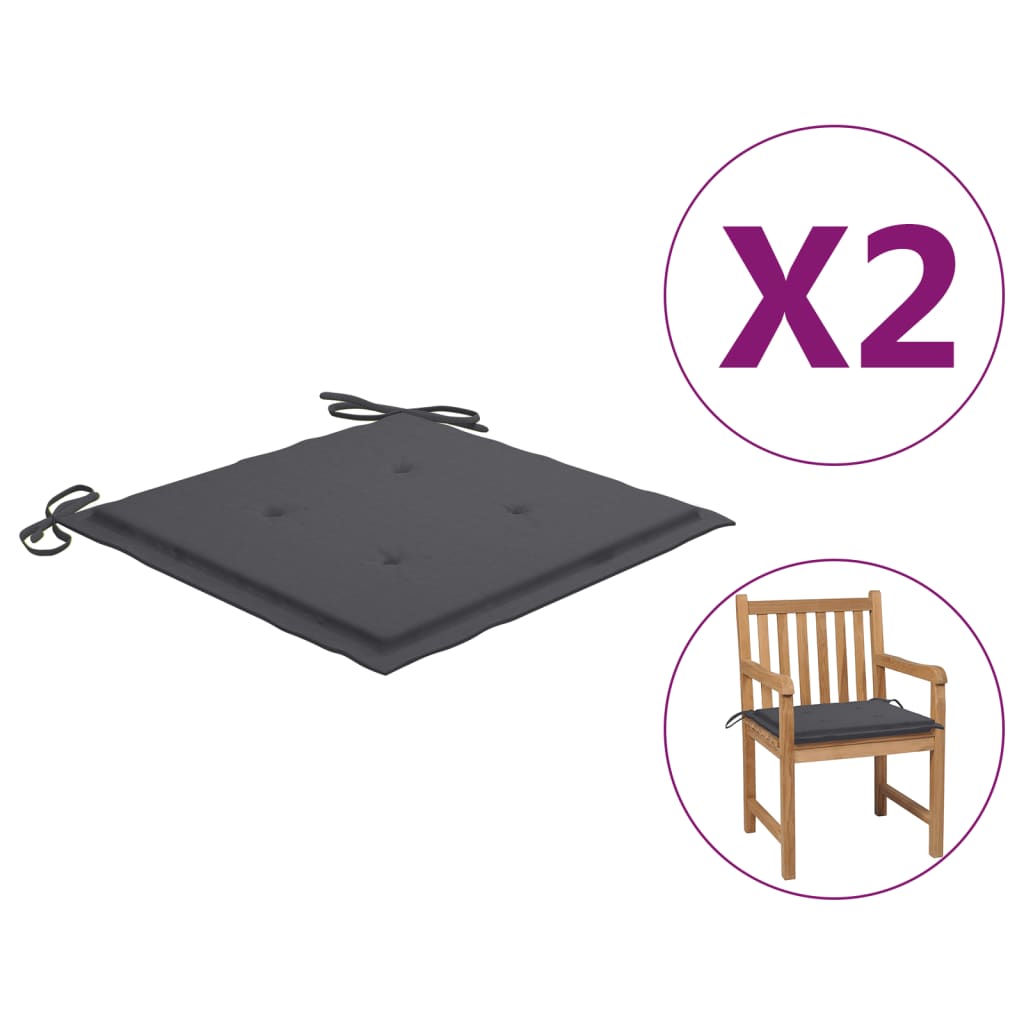 

Подушки для садових стільців Shumee 2 шт. Антрацит 50x50x3 см. 47602