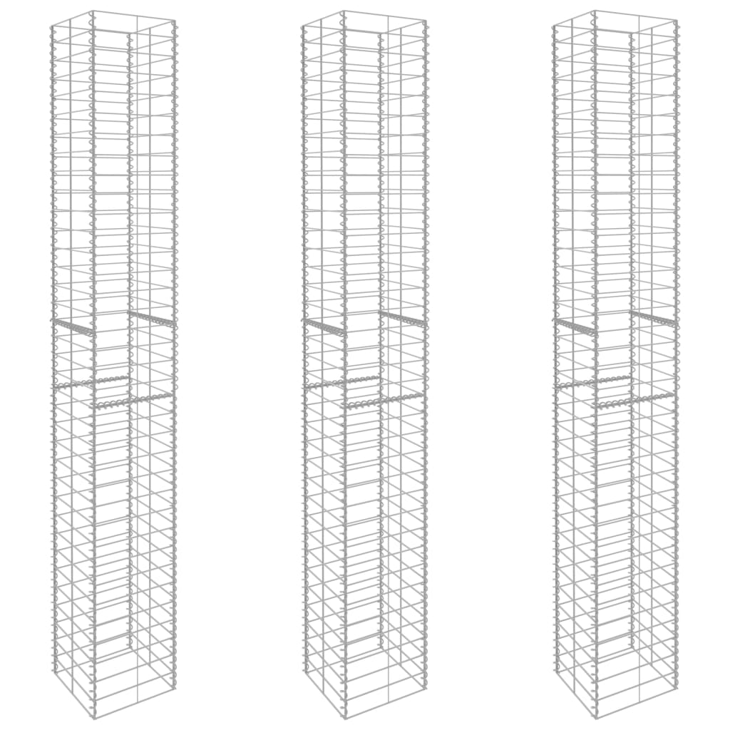 

Габіонові кошики Shumee 3 шт. 25x25x197 см оцинкована сталь срібло 145088