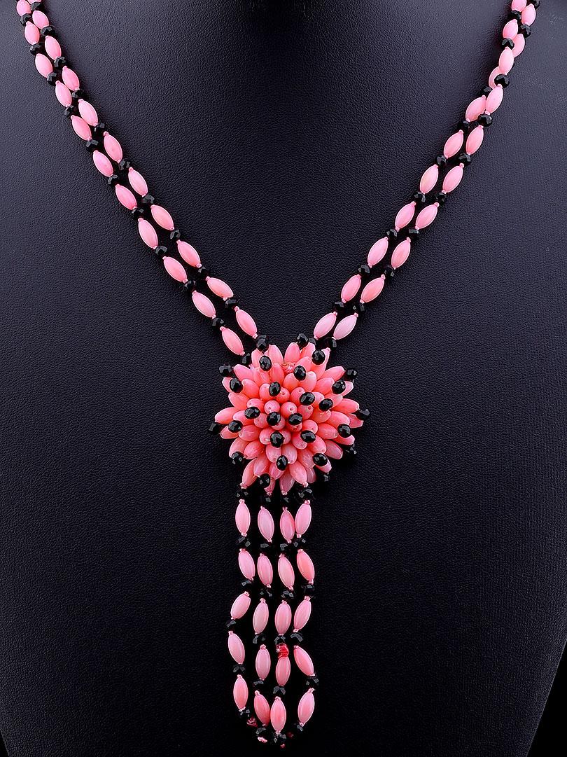

Бусы Коралл, Чешский хрусталь 60 см.069736