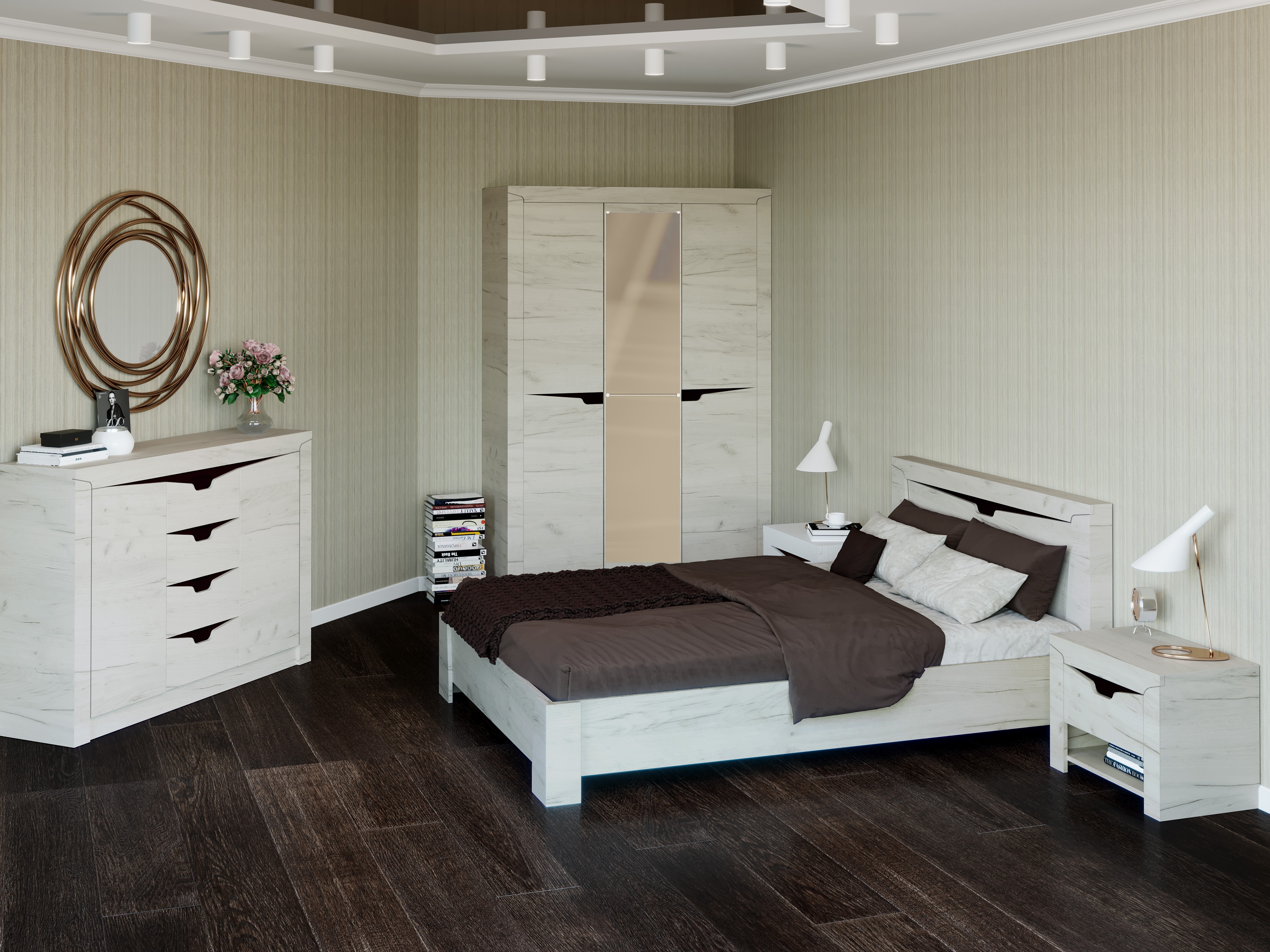 

Спальня Либерти Комплект 3 Omni Home Дуб Крафт Белый