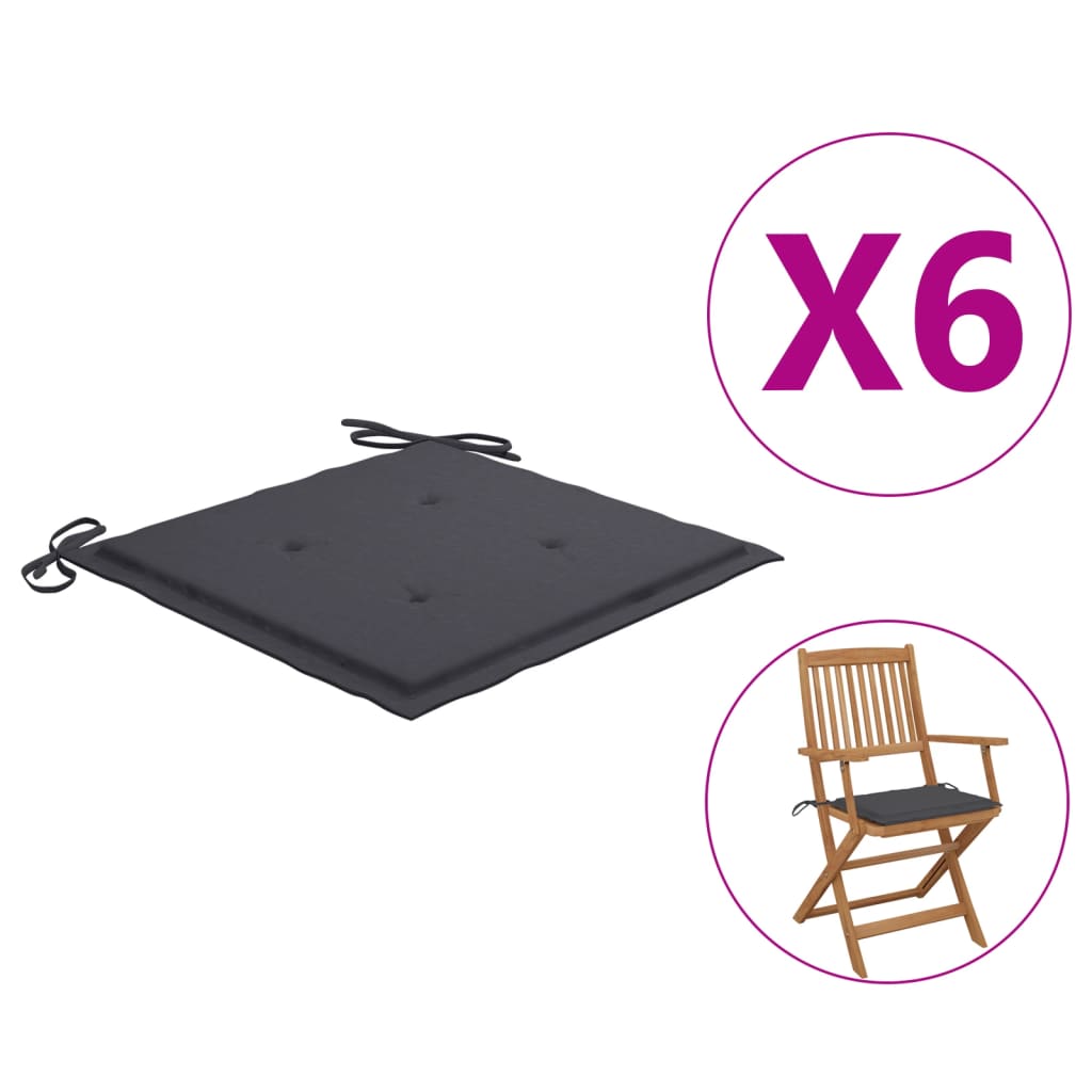 

Подушки для садових стільців Shumee 6 шт. Антрацит 40x40x4 см. 314003