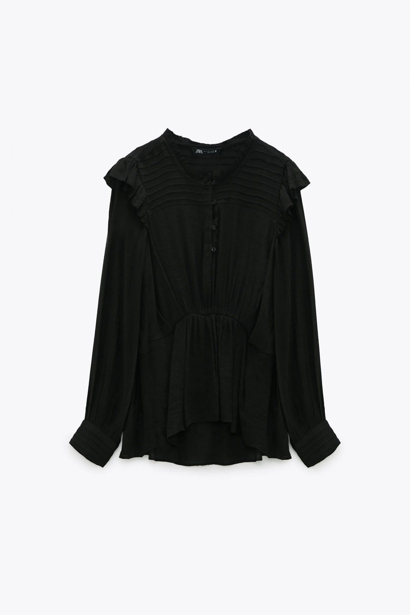 

Блузка Zara с оборками  черная 13-0110, Блузка Zara с оборками XL черная 13-0110