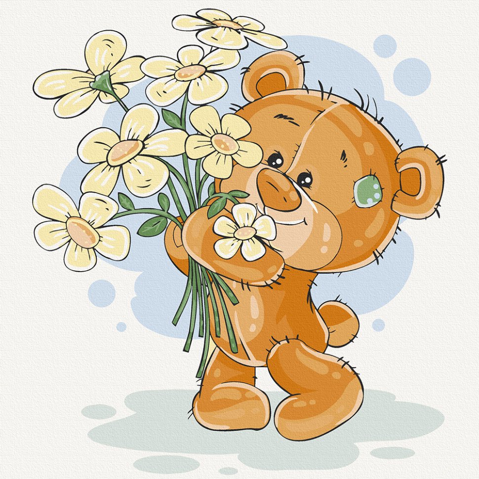 Медвежонок дарит цветы