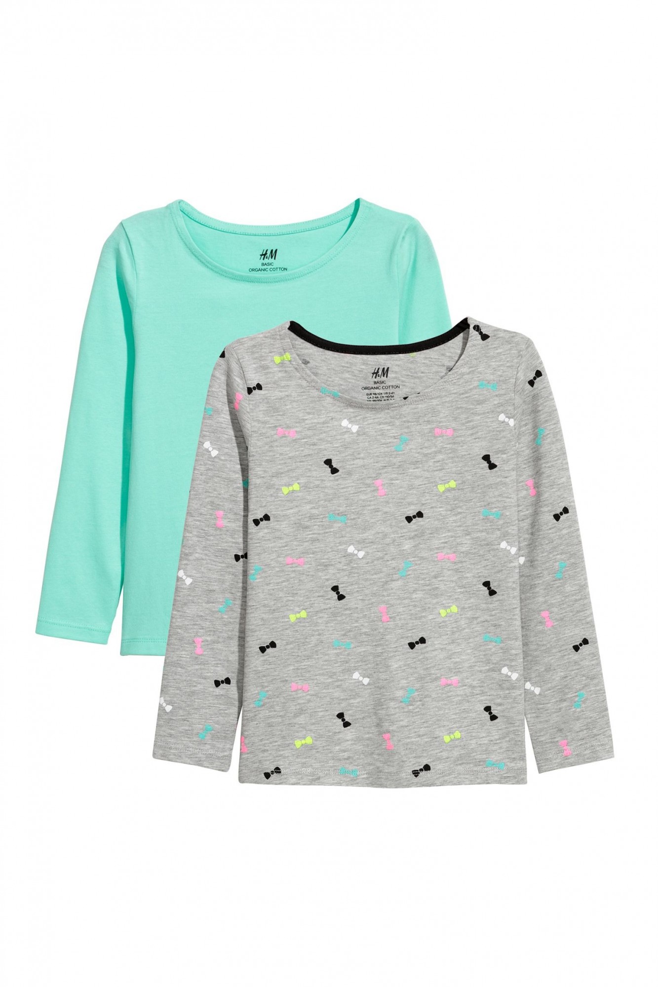 

Лонгслив (2 шт) H&M трикотажный 92 серый/бирюзовый 4-0022