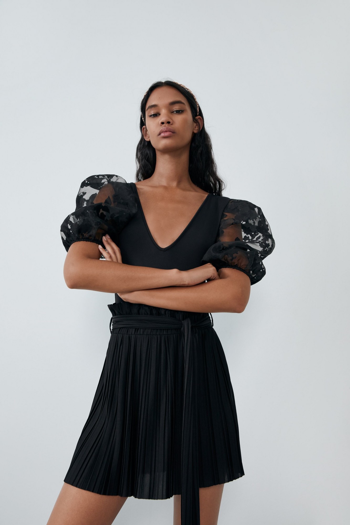 

Юбка Zara плиссированная  черная 18-0082, Юбка Zara плиссированная L черная 18-0082