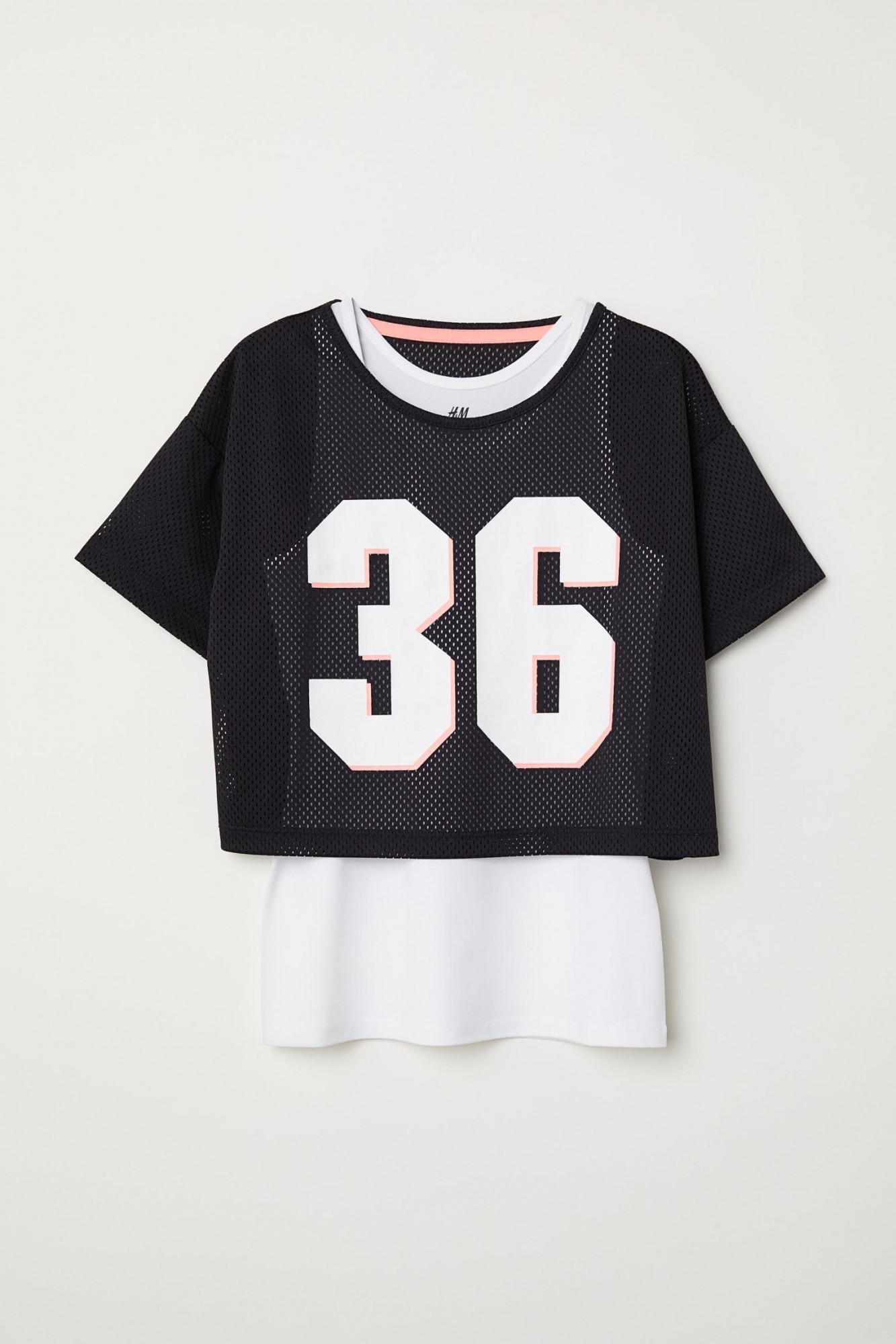 

Спортивный топ H&M двухслойный 98-104 черно-белый 3-0017