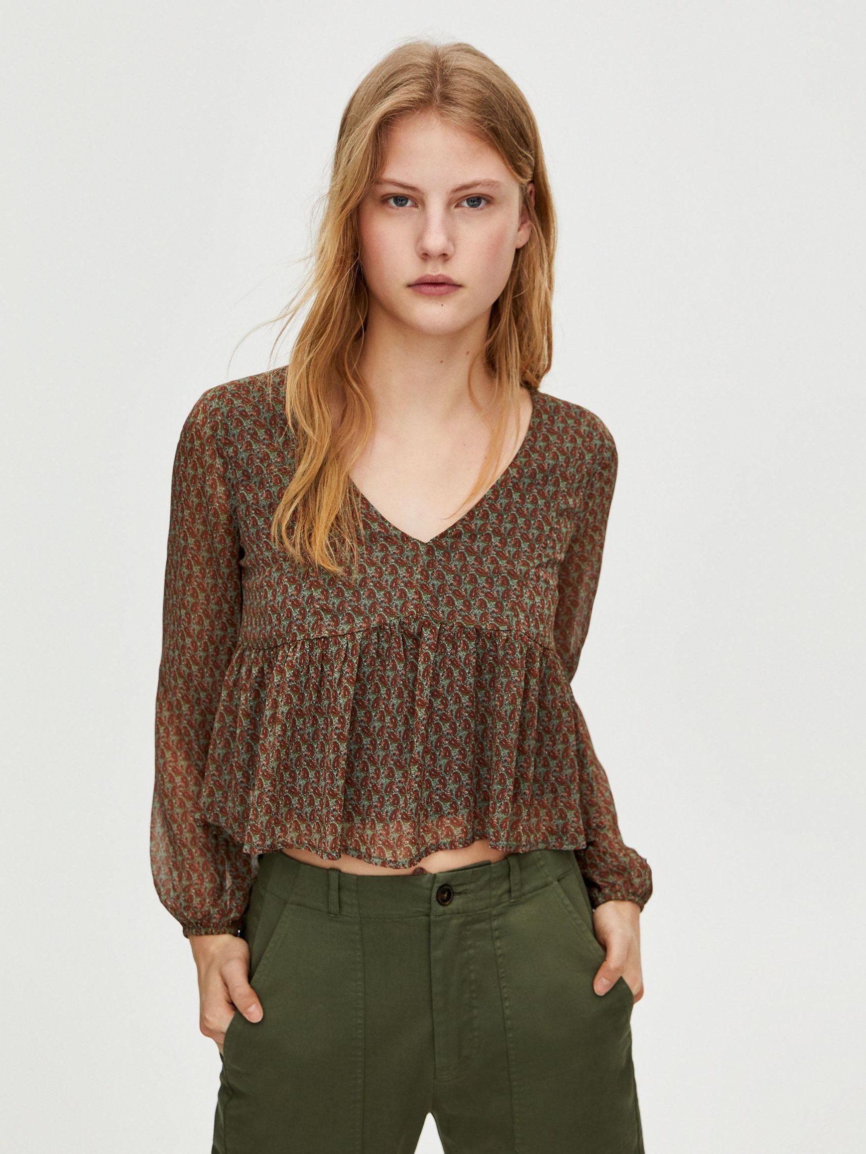 

Блузка Pull & Bear 5470/331/700  Зеленая, Блузка Pull & Bear 5470/331/700 M Зеленая