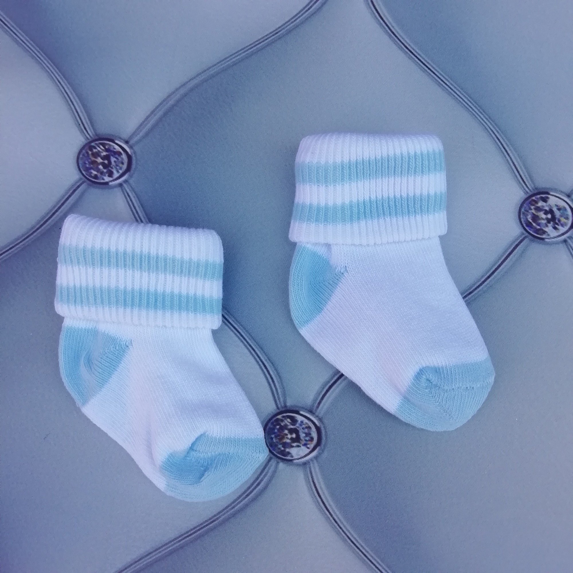 

Носки для новорожденных Полоски A.D.N Socks 6-8 р белый с голубым