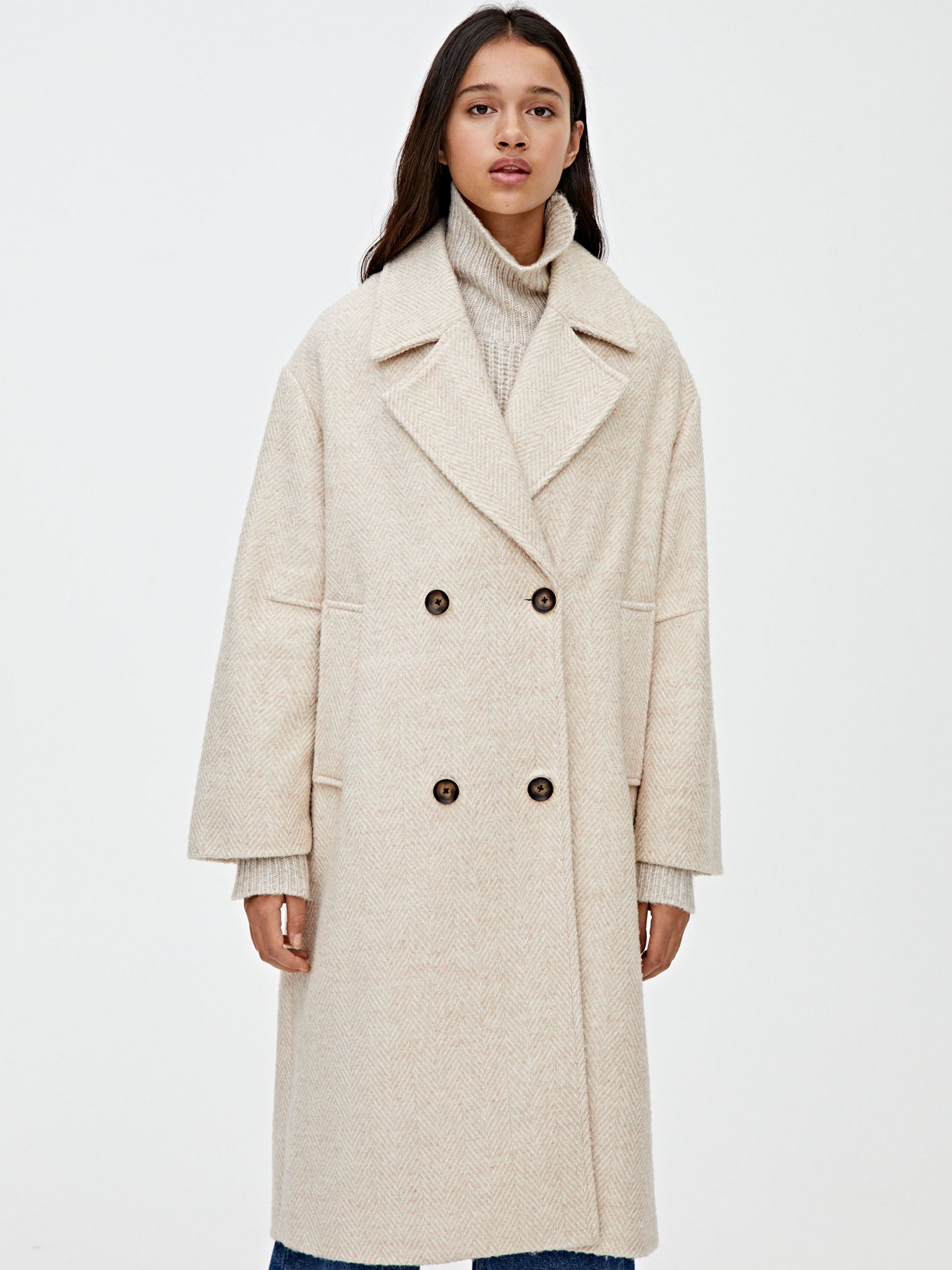 

Пальто Pull & Bear 9750/413/710 S Бежевое