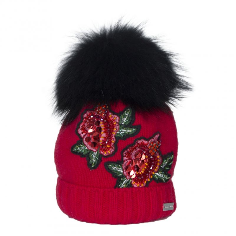 

Шапка вязаная с помпоном "розы" TRE STELLE ОБЪЁМ 54 Красный 543C