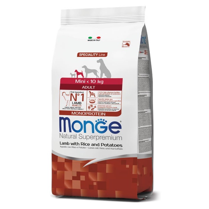 

Сухой корм для собак мелких пород Monge Mini Adult Lamb с ягненком 2,5 кг