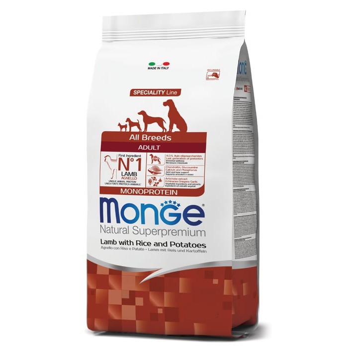 

Сухой корм для собак всех пород Monge All Breeds Adult Lamb с ягненком 15 кг