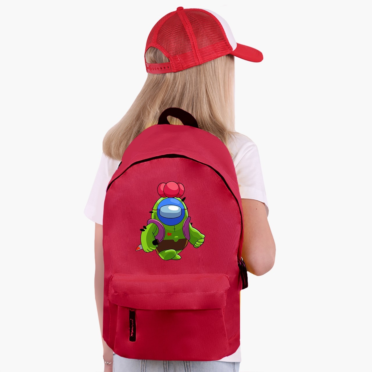 

Рюкзак детский Амонг Ас Бравл Старс Спайк (Among Us Brawl Stars Spike) (9263-2599) 17 л Красный