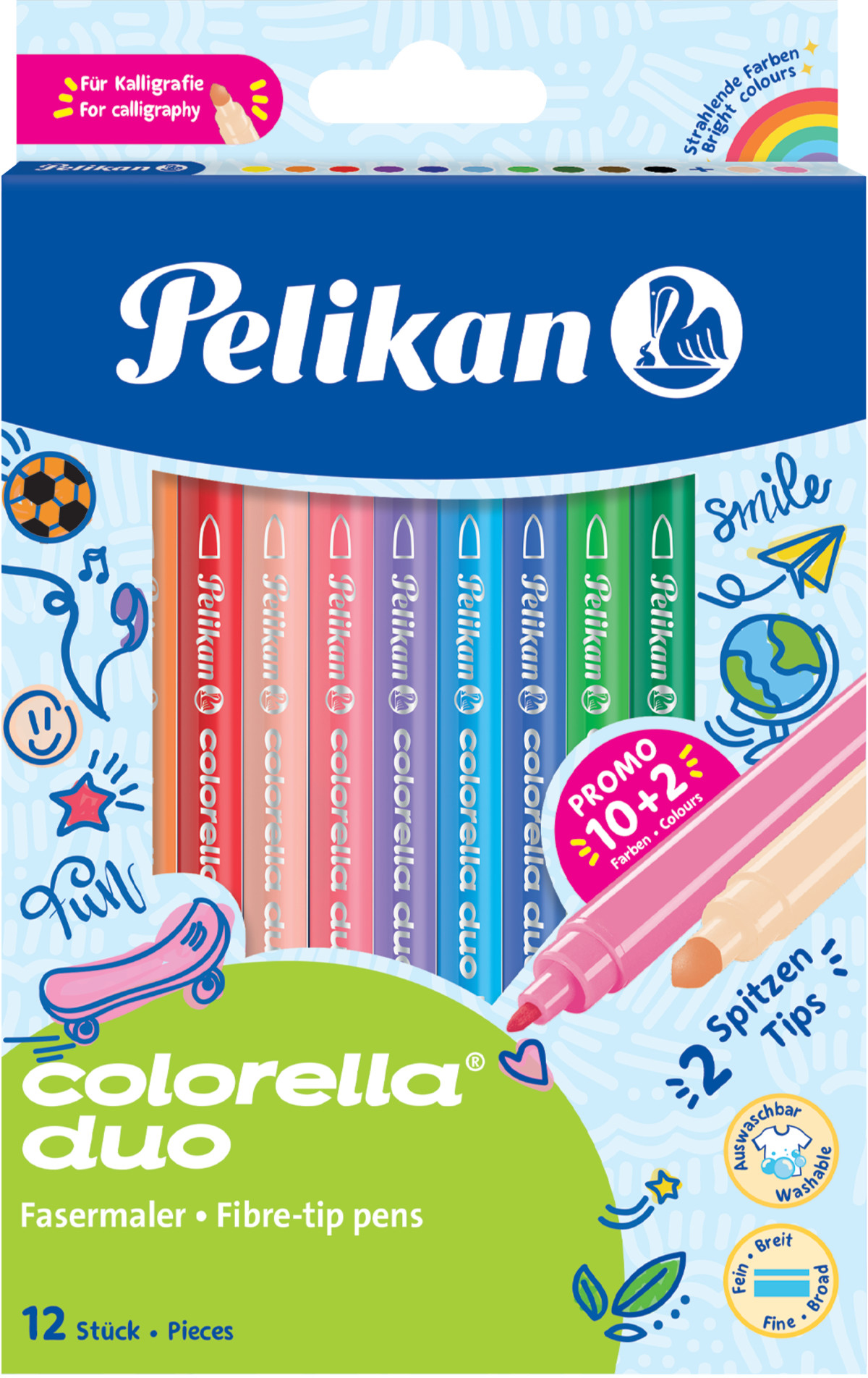 

Фломастеры двусторонние Pelikan Colorella Duo 12 цветов 1мм/2мм (813846)
