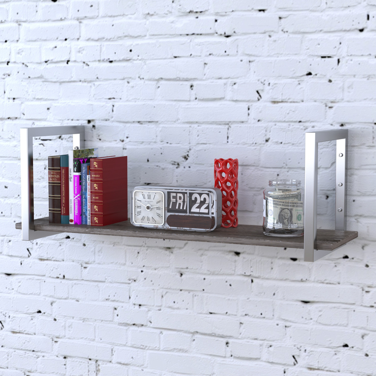 

Полка PL-1-16 Loft Design Дуб Палена длина полки 112 см Серебристый