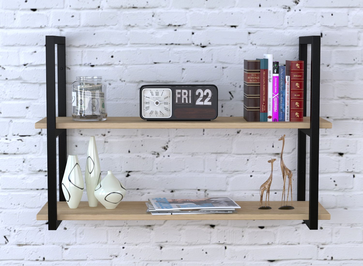

Полка PL-2-16 Loft Design Дуб Борас длина полки 92 см Чёрный