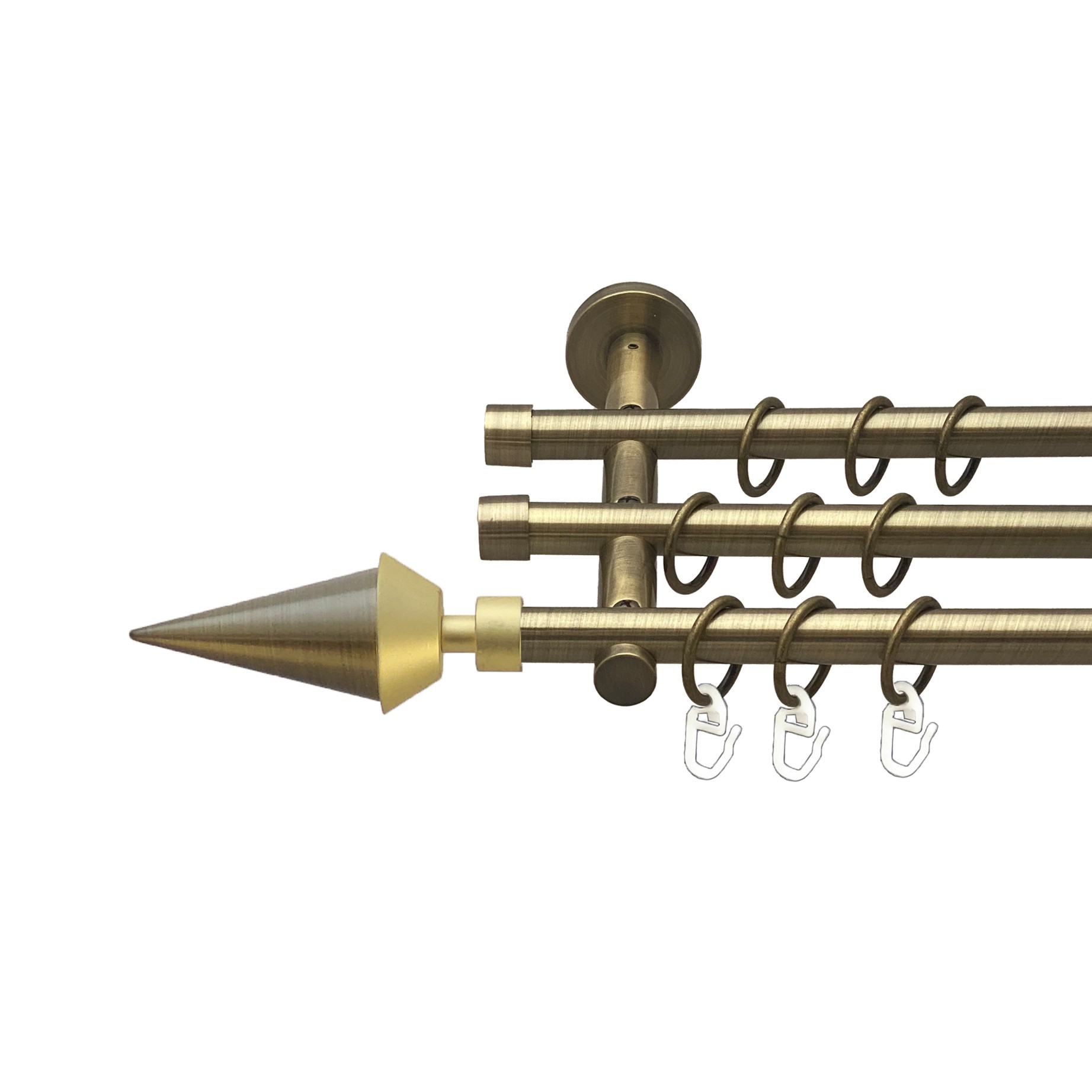 

Карниз Orvit Спис металевий трирядний циліндр (20 см) гладка труба кільце металеве Антик 16\16\16 мм 240 см (00-00015807)