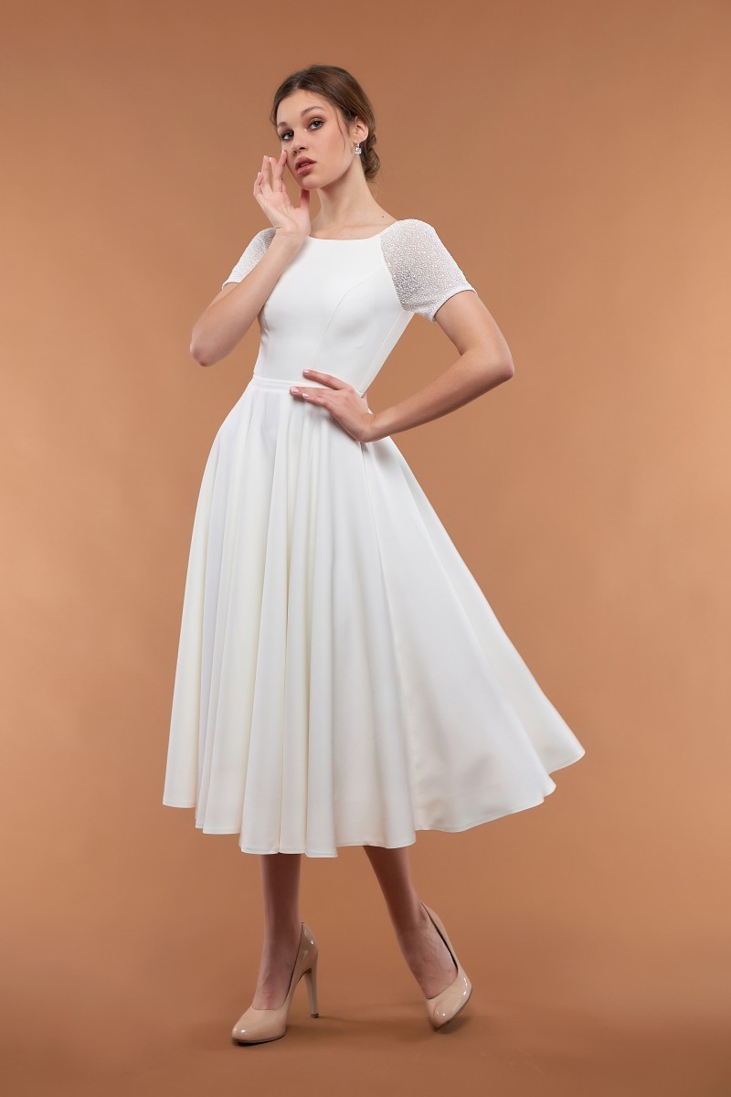 

Белое платье с короткими рукавами Lolita S/M молочный 43425432