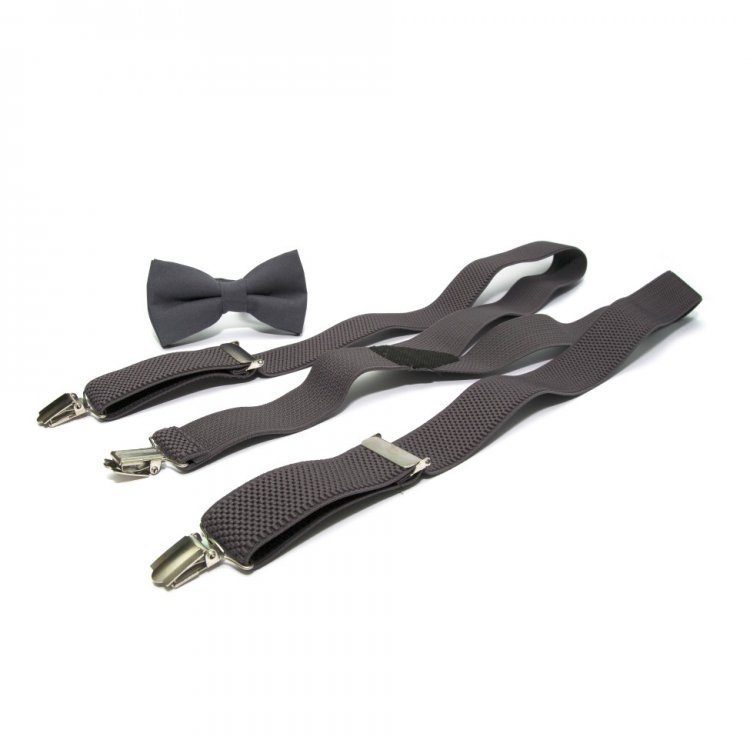 

Набор Gofin suspenders подтяжки и бабочка Cтрейч-ткань Темно-серый (ABP-12008)