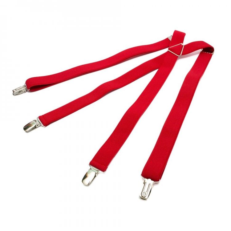 

Подтяжки Gofin suspenders Х Образные 2.5см Кожа/Cтрейч-ткань Красные (Pbxx-5904)