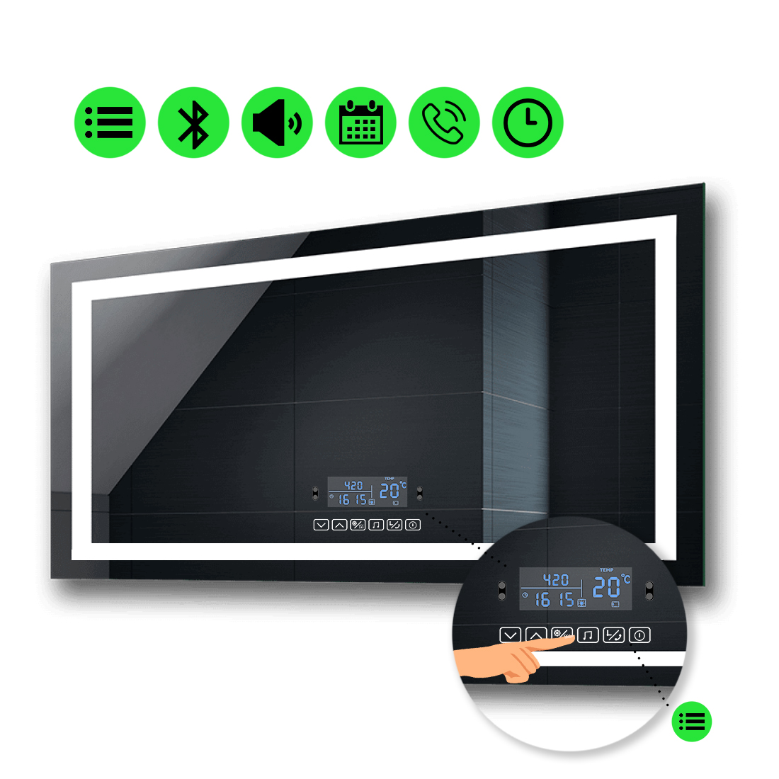 

LED-зеркало 100x60см, с Smart-блоком, модель Karnet