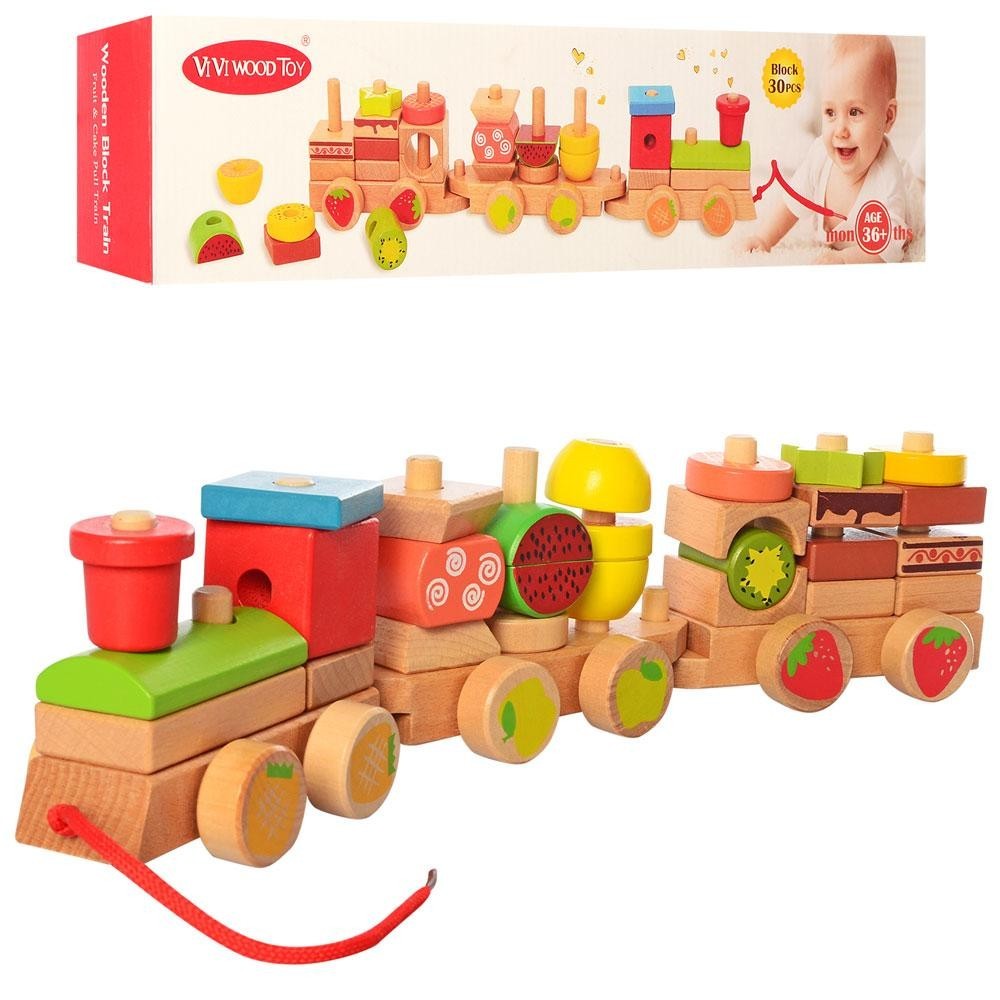 

Деревянная игрушка - каталка Паровозик Фрукты (поезд) MD 2374