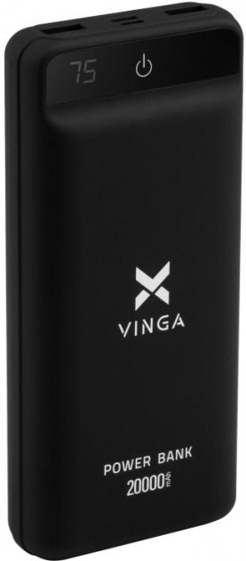 

Батарея універсальна Vinga 20000 mAh QC3.0 Display soft touch black