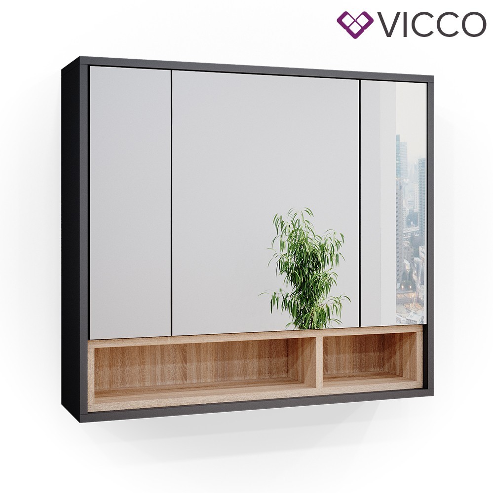 

Зеркальный шкафчик Vicco Beatrice, антрацит, дуб