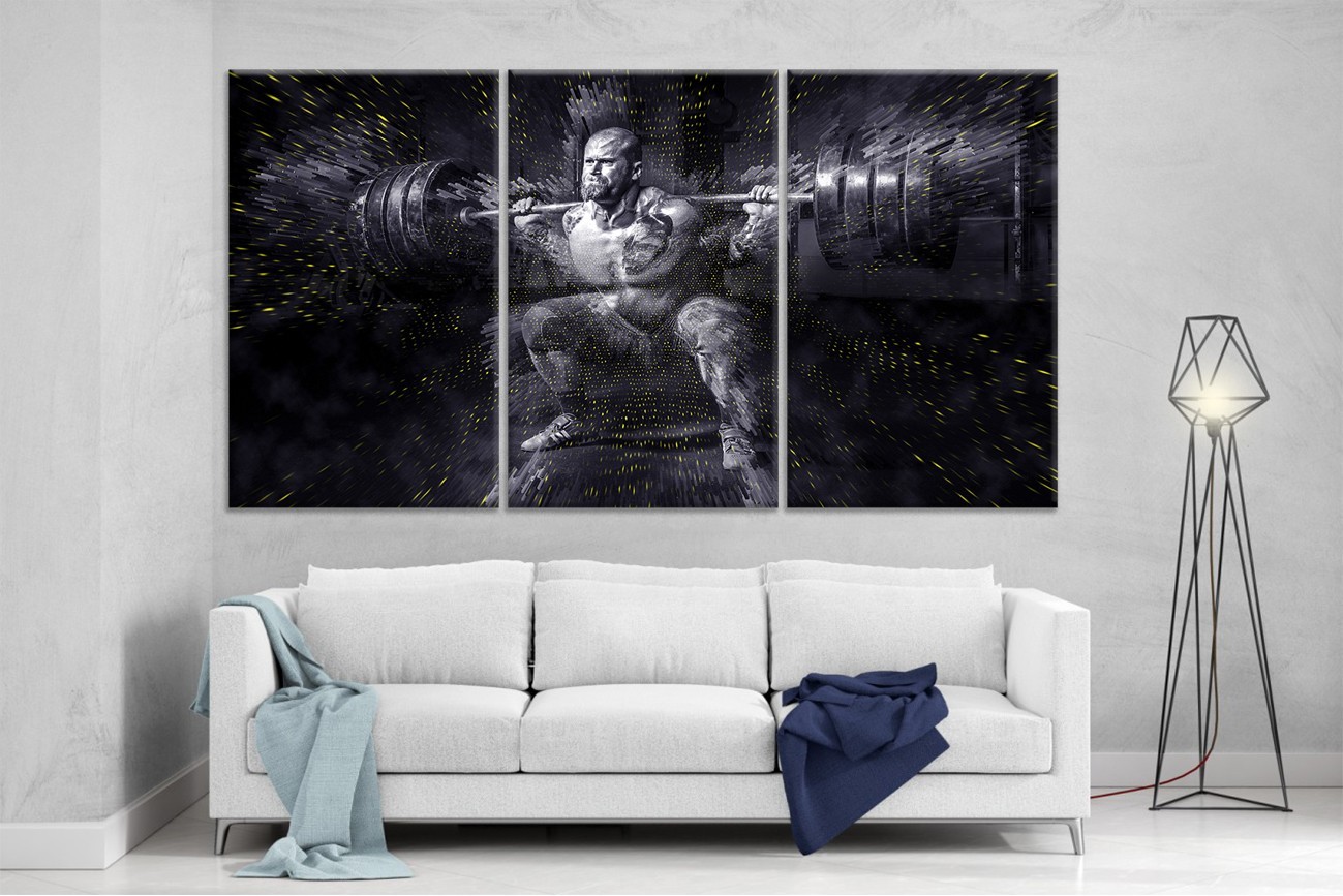 

Модульная картина на холсте DK Place из трех частей 167x99 см Штангист (XL56)