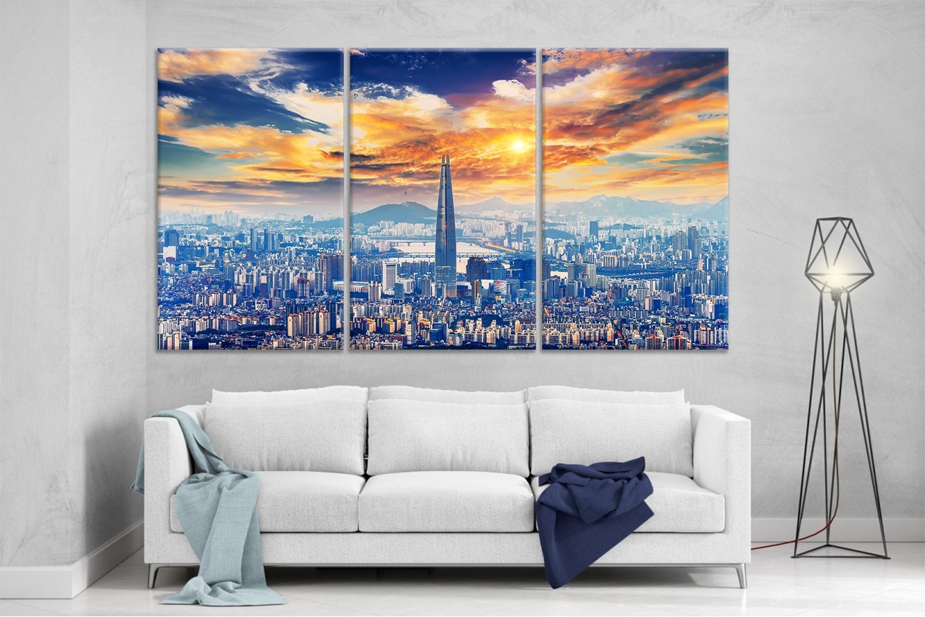 

Модульная картина на холсте DK Place из трех частей 167x99 см Город (XL87)