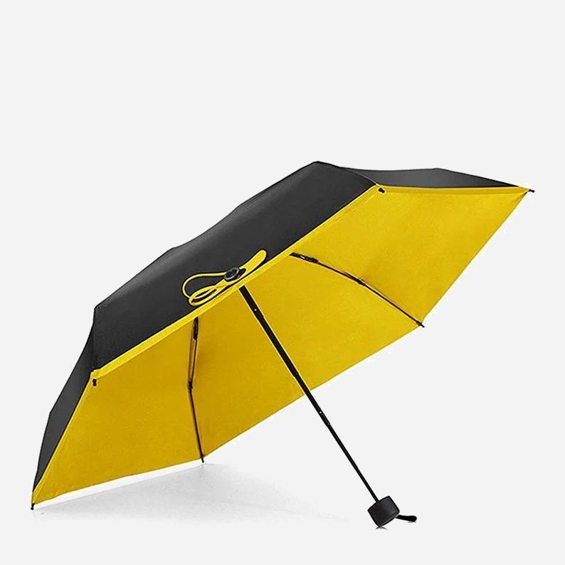 Акция на Зонт складной Supretto Pocket Umbrella 5072-0003 механический Черный с желтым (2000100014615) от Rozetka UA