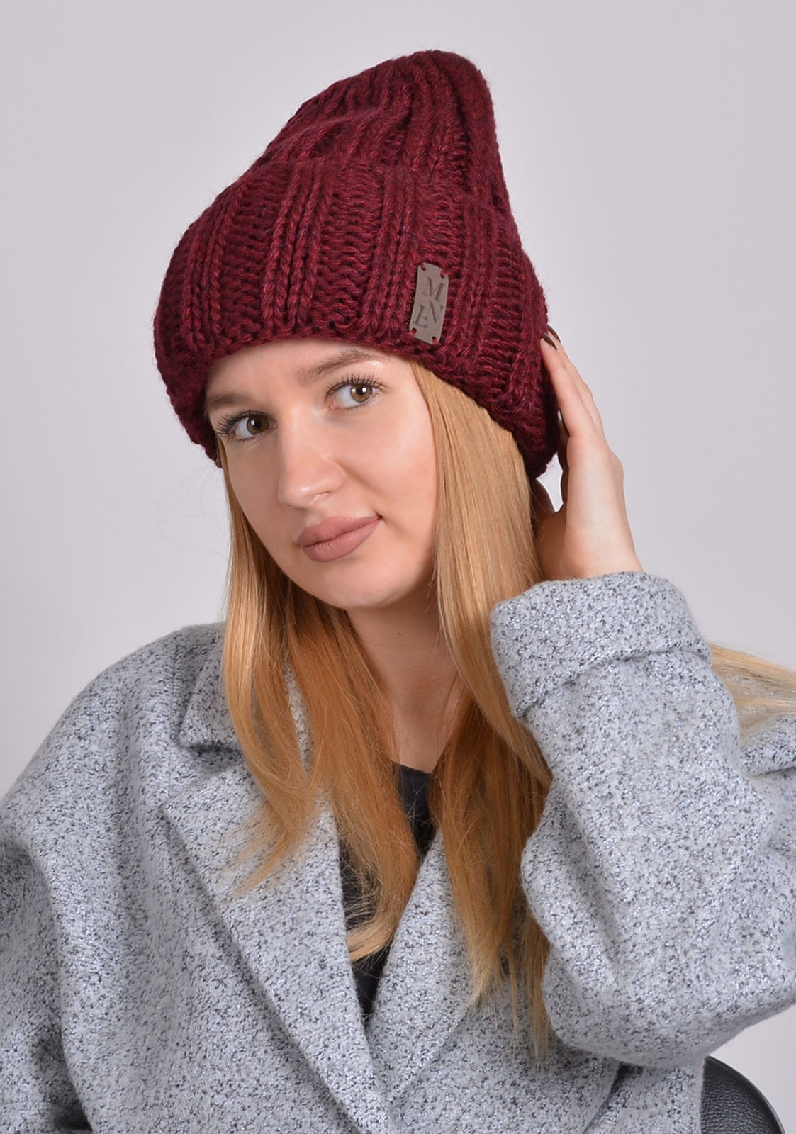 

Вязаная шапка Retto 55-60 р. 3_03 бордо