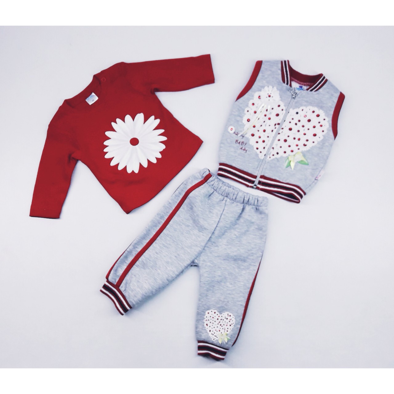 

Костюм (свитшот+штаны+жилет) Kids Klub 7020 62 см(р) серый с красным