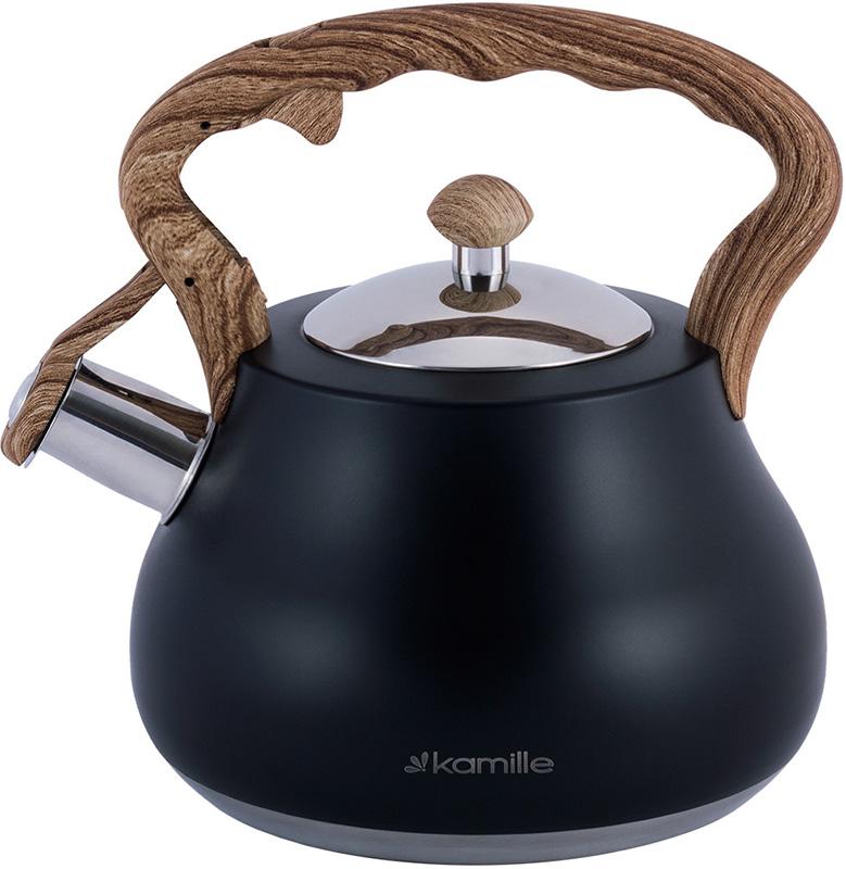 

Чайник Kamille Whistling Kettle Black 2.7л з нержавіючої сталі зі свистком (чорний)