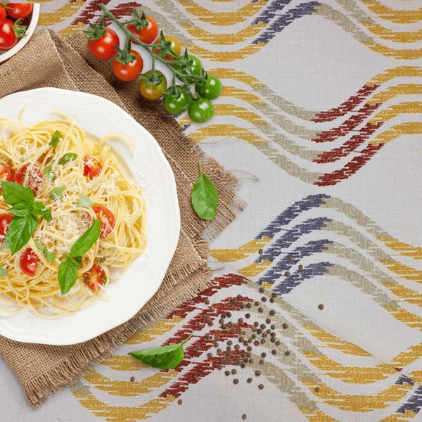 

Скатерть с тефлоновым покрытием MacroHorizon Волна Горчица, Овал 140*170 см