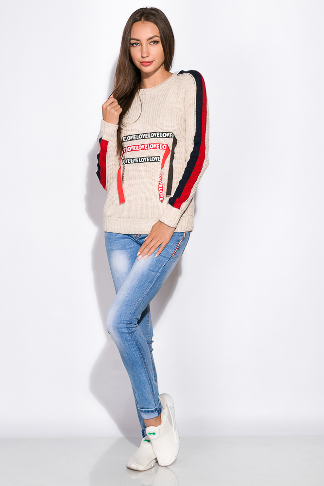 

Свитер женский с нашивками Time of Style 120PVA1007 S/M Бежевый
