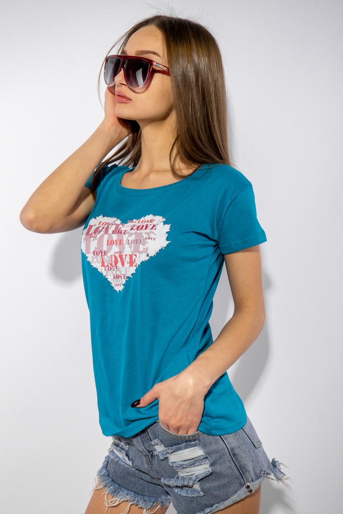 

Футболка женская сердце love Time of Style 85F288-3  Бирюзовый, Футболка женская сердце love Time of Style 85F288-3 M Бирюзовый