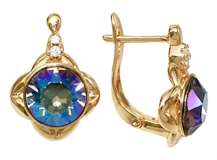 

Серьги Xuping с кристаллами Swarovski Медицинское золото Позолота 18К 1,8 см. хсс-043