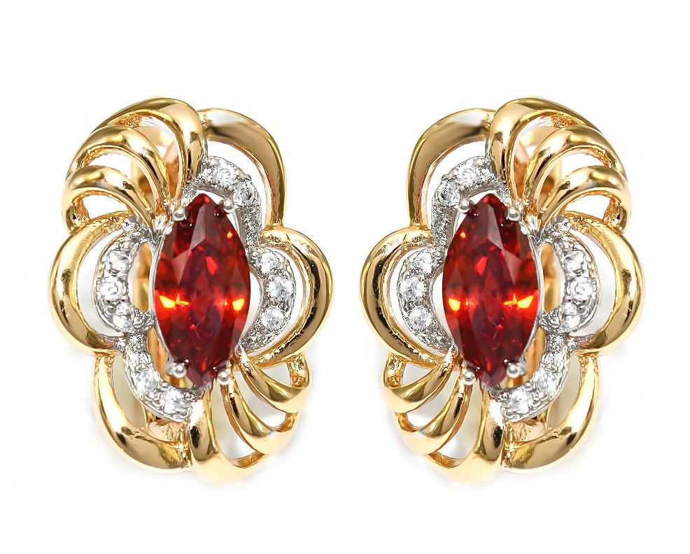 

Серьги Xuping с цирконами Медицинское золото Позолота 18К + Родий 1,6 см. хс-2368