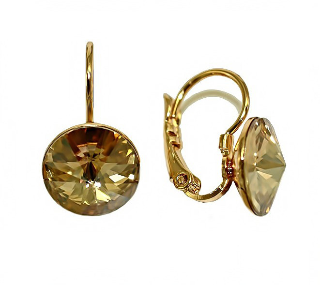 

Серьги Xuping с кристаллами Swarovski Медицинское золото Позолота 18К 1,8 см. хсс-088