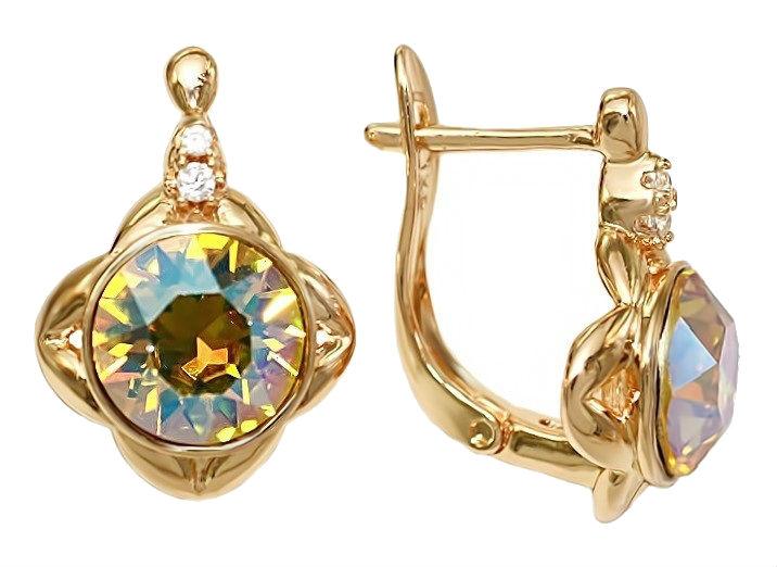

Серьги Xuping с кристаллами Swarovski Медицинское золото Позолота 18К 1,8 см. хсс-041