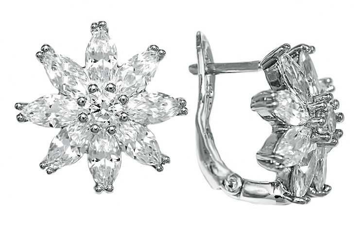 

Серьги Xuping с цирконами Медицинское золото Родий 1,6 см. хср-039