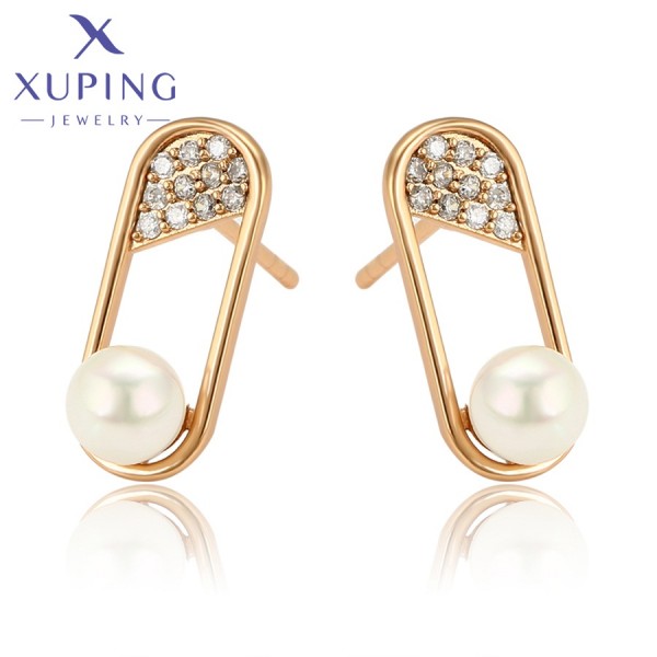 

Серьги Xuping с белым жемчугом позолота 18К 7042000