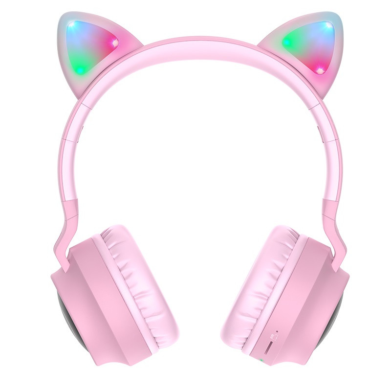 

Наушники Bluetooth HOCO Cheerful Cat ear W27, розовые. 45415