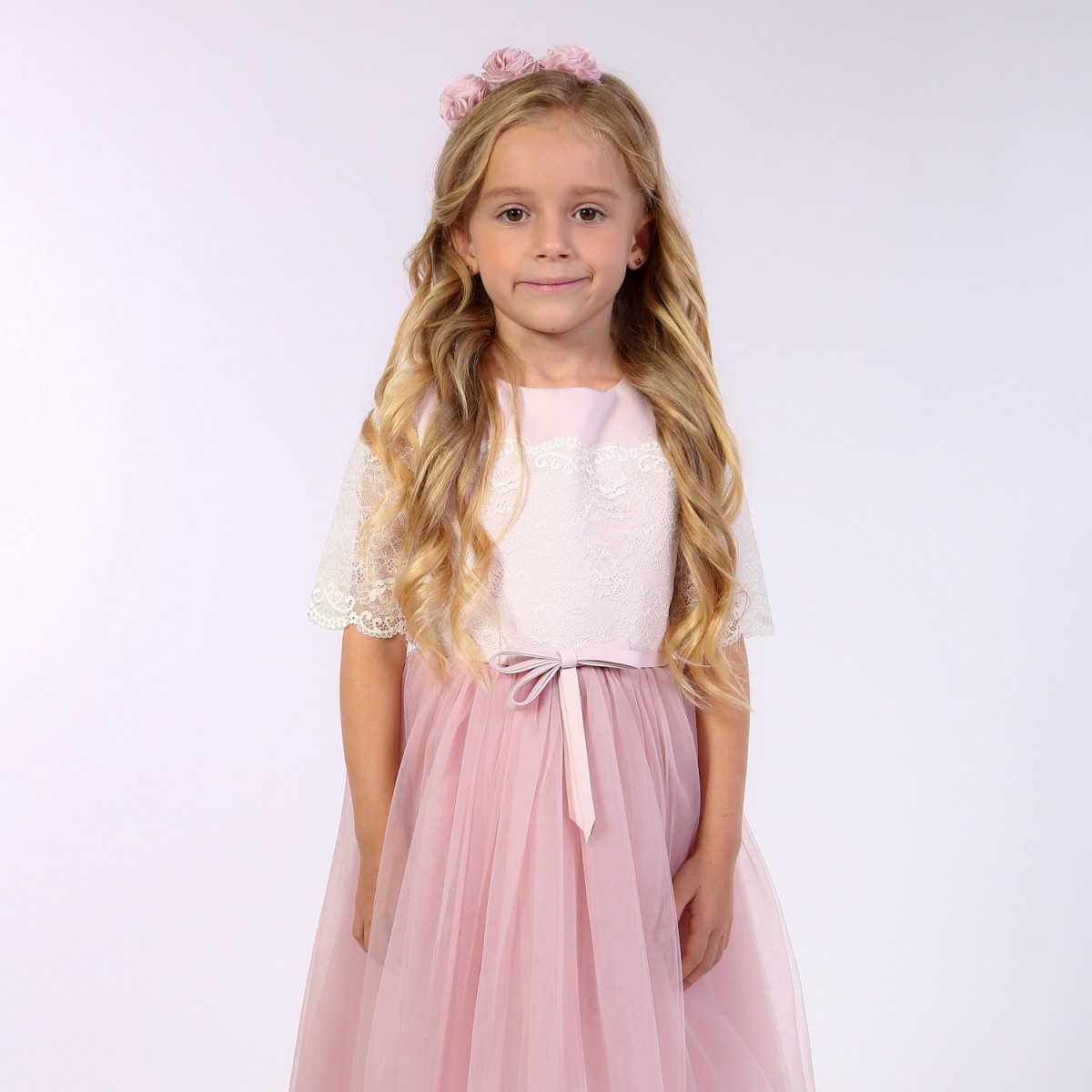 

Платье Кружевной рукав, пудра 104