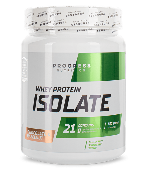 

Сывороточный протеин изолят Progress Nutrition Whey Protein Isolate 500 грамм Шоколад и фундук