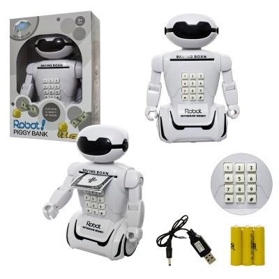 

Детская электронная копилка сейф Robot PIGGY BANK с кодовым замком и настольной лампой