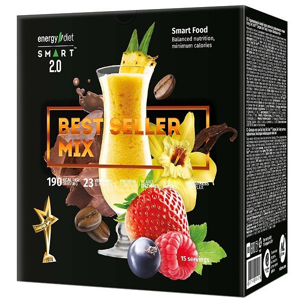 

Заменитель питания Energy Diet Smart Best Seller Mix ассорти из 5 коктейлей сбалансированное питание для снижения веса 15 пакетиков-саше (73174)